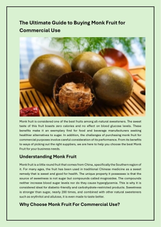 Smart Sourcing: A Buyer’s Guide to Monk Fruit for Business