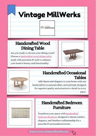 Handcrafted Wood Dining Table