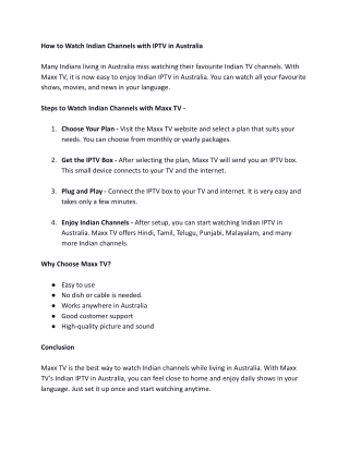 How to Watch Indian Channels with IPTV in Australia