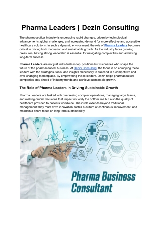 Pharma Leaders _ Dezin Consulting