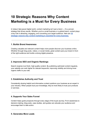 10 Strategic Reasons Why Content Marketing is a Must for Every Business