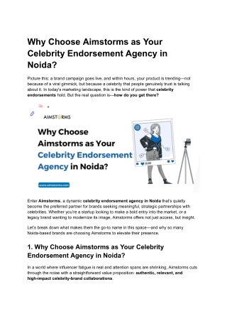 Why Choose Aimstorms as Your Celebrity Endorsement Agency in Noida