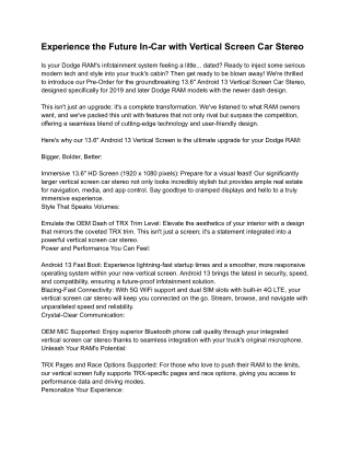 Experience the Future In-Car with Vertical Screen Car Stereo