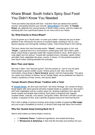 Khara Bhaat South India’s Spicy Soul Food You Didn’t Know You Needed