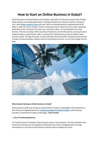 How to Start an Online Business in Dubai