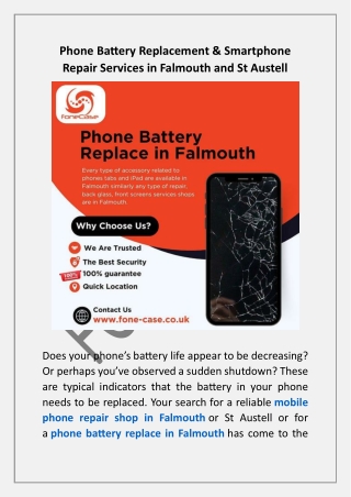 Phone Battery Replacement & Smartphone Repair Services in Falmouth and St Austel