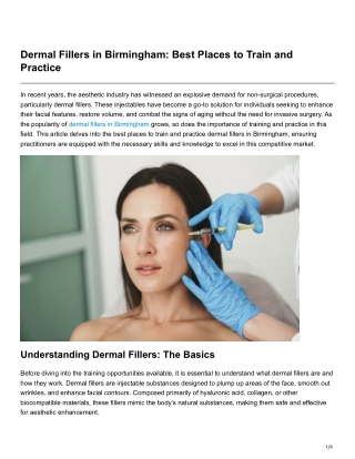 Dermal Fillers in Birmingham Best Places to Train and Practice