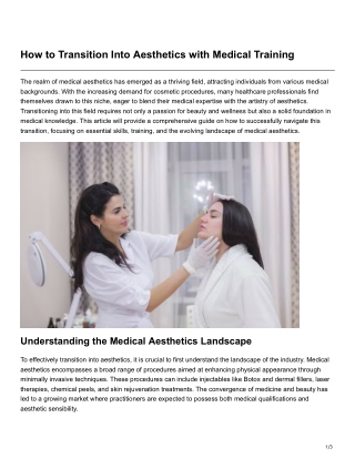 How to Transition Into Aesthetics with Medical Training
