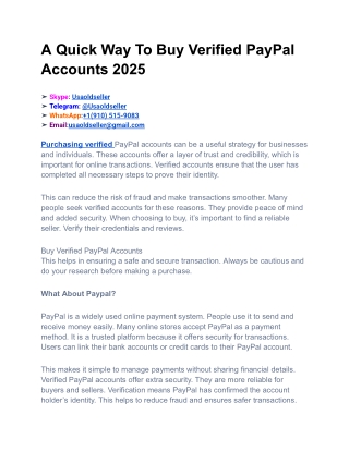 A Quick Way To Buy Verified PayPal Accounts 2025