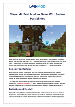 Minecraft: Best Sandbox Game With Endless Possibilities