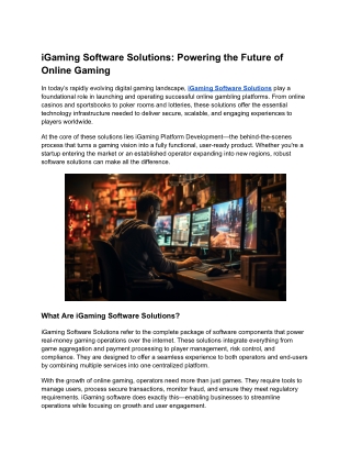 iGaming Software Solutions_ Powering the Future of Online Gaming