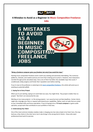 6 Mistakes to Avoid as a Beginner in Music Composition Freelance Jobs