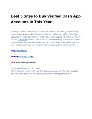 Best 45 .6Sites to Buy Verified Cash App Accounts in This Year