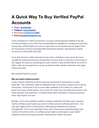 A Quick Way To Buy Verified PayPal Accounts