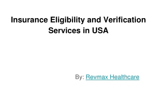 Insurance Eligibility and Verification Services in USA