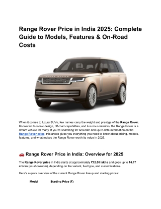 Range Rover Price in India 2025_ Complete Guide to Models, Features & On-Road Costs