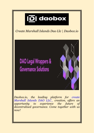 Create Marshall Islands Dao Llc | Daobox.io