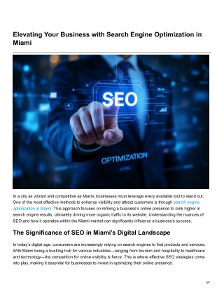Elevating Your Business with Search Engine Optimization in Miami