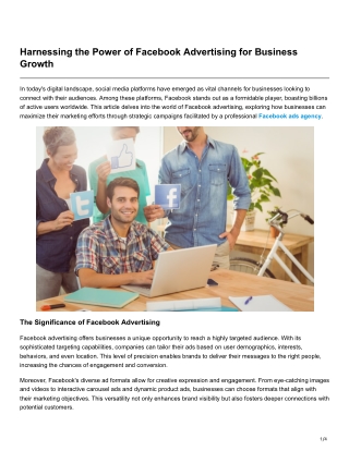 Harnessing the Power of Facebook Advertising for Business Growth