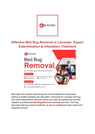 Effective Bed Bug Removal in Leicester_ Expert Extermination & Infestation Treatment