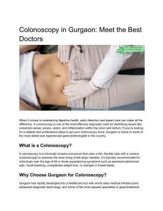 Colonoscopy in Gurgaon_ Meet the Best Doctors