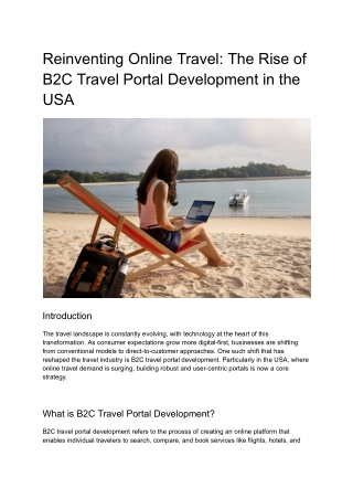 Digital Innovation in Travel: The Rise of B2C Travel Portals in the United State