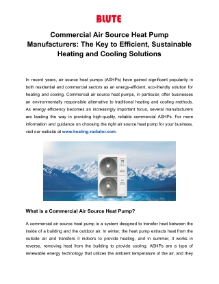 Commercial Air Source Heat Pump Manufacturers