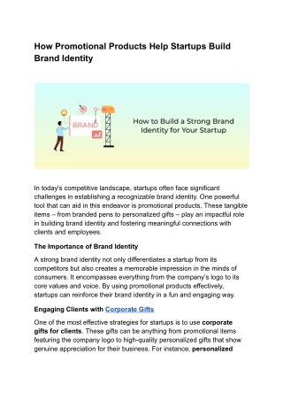 How Promotional Products Help Startups Build Brand Identity