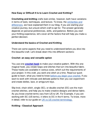 How Easy or Difficult It Is to Learn Crochet and Knitting