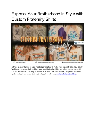 Express Your Brotherhood in Style with Custom Fraternity Shirts