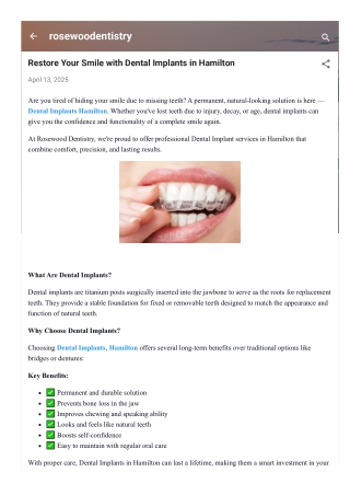 Restore Your Smile with Dental Implants in Hamilton