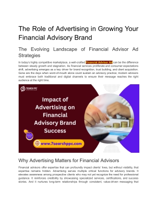 The Role of Advertising in Growing Your Financial Advisory Brand