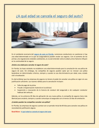 ¿A qué edad se cancela el seguro del auto?