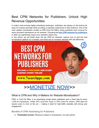 Best CPM Networks for Publishers_ Unlock High Revenue Opportunities