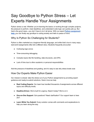 Say Goodbye to Python Stress – Let Experts Handle Your Assignments