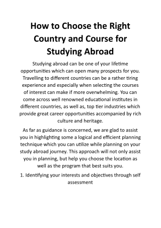 How to Choose the Right Country and Course for Studying Abroad