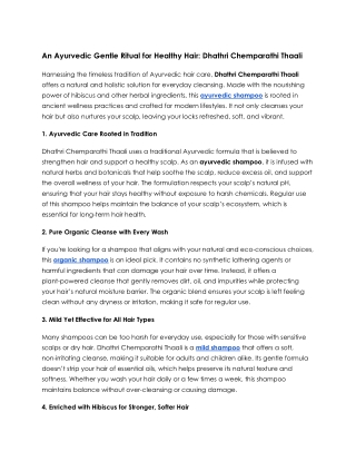 An Ayurvedic Gentle Ritual for Healthy Hair_ Dhathri Chemparathi Thaali