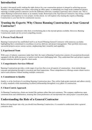 Trusting the Experts: Why Choose Banning Construction as Your General Contractor