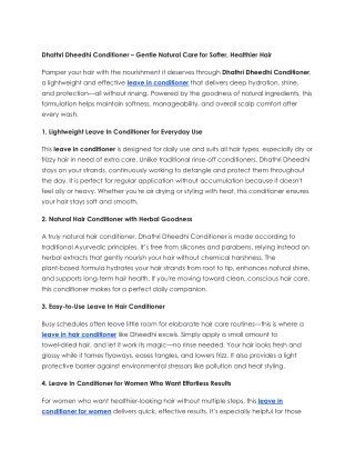 Dhathri Dheedhi Conditioner – Gentle Natural Care for Softer, Healthier Hair