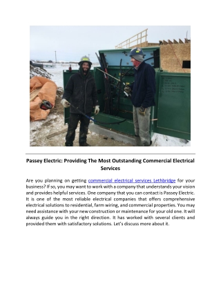 Passey Electric Providing The Most Outstanding Commercial Electrical Services