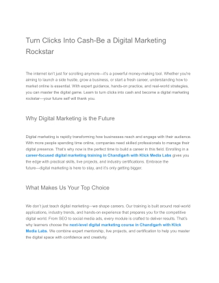 Digital Marketing Training In Chandigarh