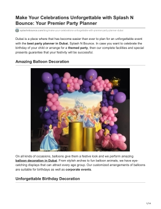 Make Your Celebrations Unforgettable with Splash N Bounce Your Premier Party Planner