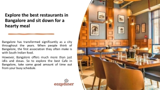 Explore The Best Restaurants in Bangalore and sit down for a hearty meal