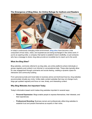 The Emergence of Blog Sites_ An Online Refuge for Authors and Readers