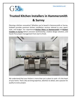 Trusted Kitchen Installers in Hammersmith & Surrey
