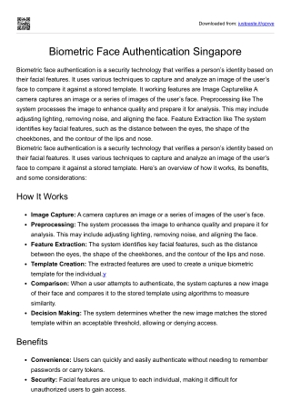 Biometric Face Authentication Singapore