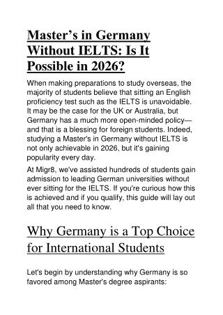 Master’s in Germany Without IELTS Is It Possible in 2026