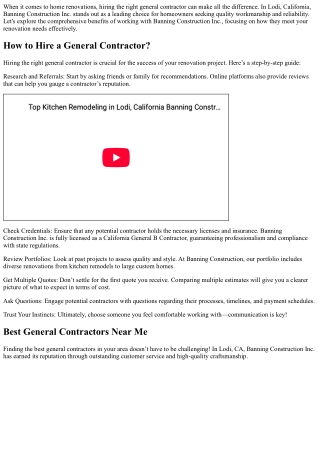 The Benefits of Hiring Banning Construction Inc. for Your Home Renovation