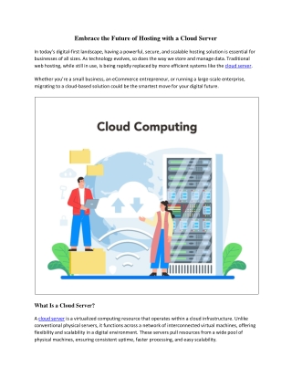 Embrace the Future of Hosting with a Cloud Server