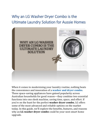 Why an LG Washer Dryer Combo is the Ultimate Laundry Solution for Aussie Homes